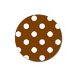 Polka Dots - White on Chocolate Brown Magnet 3  (Round)