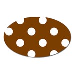 Polka Dots - White on Chocolate Brown Magnet (Oval)