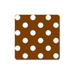 Polka Dots - White on Chocolate Brown Magnet (Square)