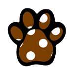 Polka Dots - White on Chocolate Brown Magnet (Paw Print)