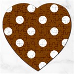 Polka Dots - White on Chocolate Brown Jigsaw Puzzle (Heart)