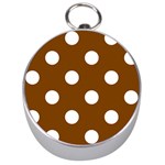 Polka Dots - White on Chocolate Brown Silver Compass