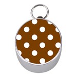Polka Dots - White on Chocolate Brown Silver Compass (Mini)