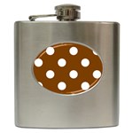 Polka Dots - White on Chocolate Brown Hip Flask (6 oz)