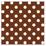 Polka Dots - White on Auburn Brown Large Satin Scarf (Square)