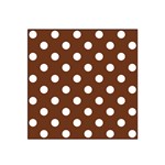 Polka Dots - White on Auburn Brown Satin Bandana Scarf