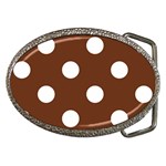 Polka Dots - White on Auburn Brown Belt Buckle