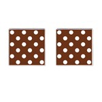Polka Dots - White on Auburn Brown Cufflinks (Square)