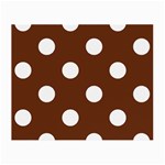 Polka Dots - White on Auburn Brown Small Glasses Cloth (2 Sides)