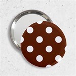 Polka Dots - White on Auburn Brown 2.25  Handbag Mirror