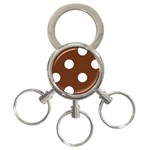 Polka Dots - White on Auburn Brown 3-Ring Key Chain