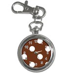 Polka Dots - White on Auburn Brown Key Chain Watch