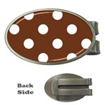 Polka Dots - White on Auburn Brown Money Clip (Oval)