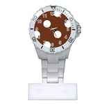 Polka Dots - White on Auburn Brown Nurses Watch