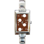 Polka Dots - White on Auburn Brown Rectangle Italian Charm Watch