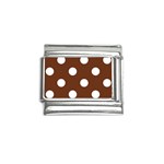 Polka Dots - White on Auburn Brown Italian Charm (9mm)