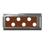 Polka Dots - White on Auburn Brown Superlink Italian Charm (9mm)