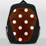 Polka Dots - White on Auburn Brown Backpack Bag
