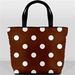 Polka Dots - White on Auburn Brown Bucket Bag