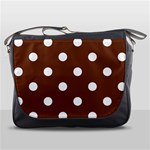 Polka Dots - White on Auburn Brown Messenger Bag