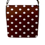 Polka Dots - White on Auburn Brown Flap Closure Messenger Bag (L)