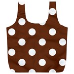 Polka Dots - White on Auburn Brown Full Print Recycle Bag (XL)