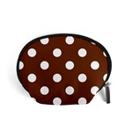 Polka Dots - White on Auburn Brown Accessory Pouch (Small)