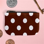 Polka Dots - White on Auburn Brown Mini Coin Purse