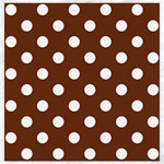 Polka Dots - White on Auburn Brown Canvas 16  x 16 