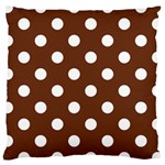 Polka Dots - White on Auburn Brown Large Cushion Case (Two Sides)
