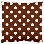 Polka Dots - White on Auburn Brown Large Flano Cushion Case (One Side)