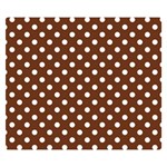 Polka Dots - White on Auburn Brown Double Sided Flano Blanket (Small)
