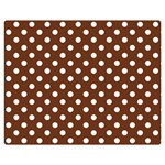 Polka Dots - White on Auburn Brown Double Sided Flano Blanket (Medium)