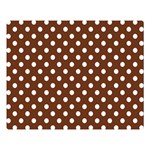 Polka Dots - White on Auburn Brown Double Sided Flano Blanket (Large)