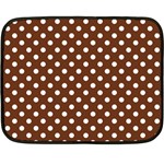 Polka Dots - White on Auburn Brown Double Sided Fleece Blanket (Mini)