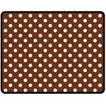 Polka Dots - White on Auburn Brown Fleece Blanket (Medium) (One Side)