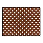 Polka Dots - White on Auburn Brown Fleece Blanket (Small) (One Side)