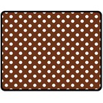 Polka Dots - White on Auburn Brown Double Sided Fleece Blanket (Medium) (Two Sides)