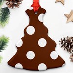 Polka Dots - White on Auburn Brown Christmas Tree Ornament (Two Sides)