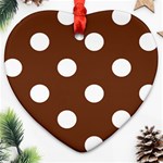 Polka Dots - White on Auburn Brown Ornament (Heart)
