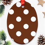 Polka Dots - White on Auburn Brown Oval Ornament (Two Sides)