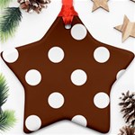 Polka Dots - White on Auburn Brown Star Ornament (Two Sides)