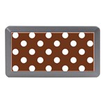 Polka Dots - White on Auburn Brown Memory Card Reader (Mini)