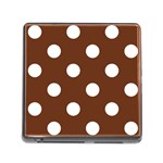 Polka Dots - White on Auburn Brown Memory Card Reader (Square)