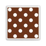 Polka Dots - White on Auburn Brown Memory Card Reader with Storage (Square)