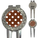 Polka Dots - White on Auburn Brown 3-in-1 Golf Divot