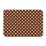 Polka Dots - White on Auburn Brown Small Doormat