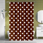 Polka Dots - White on Auburn Brown Shower Curtain 48  x 72  (Small)