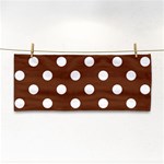Polka Dots - White on Auburn Brown Hand Towel