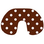 Polka Dots - White on Auburn Brown Travel Neck Pillow